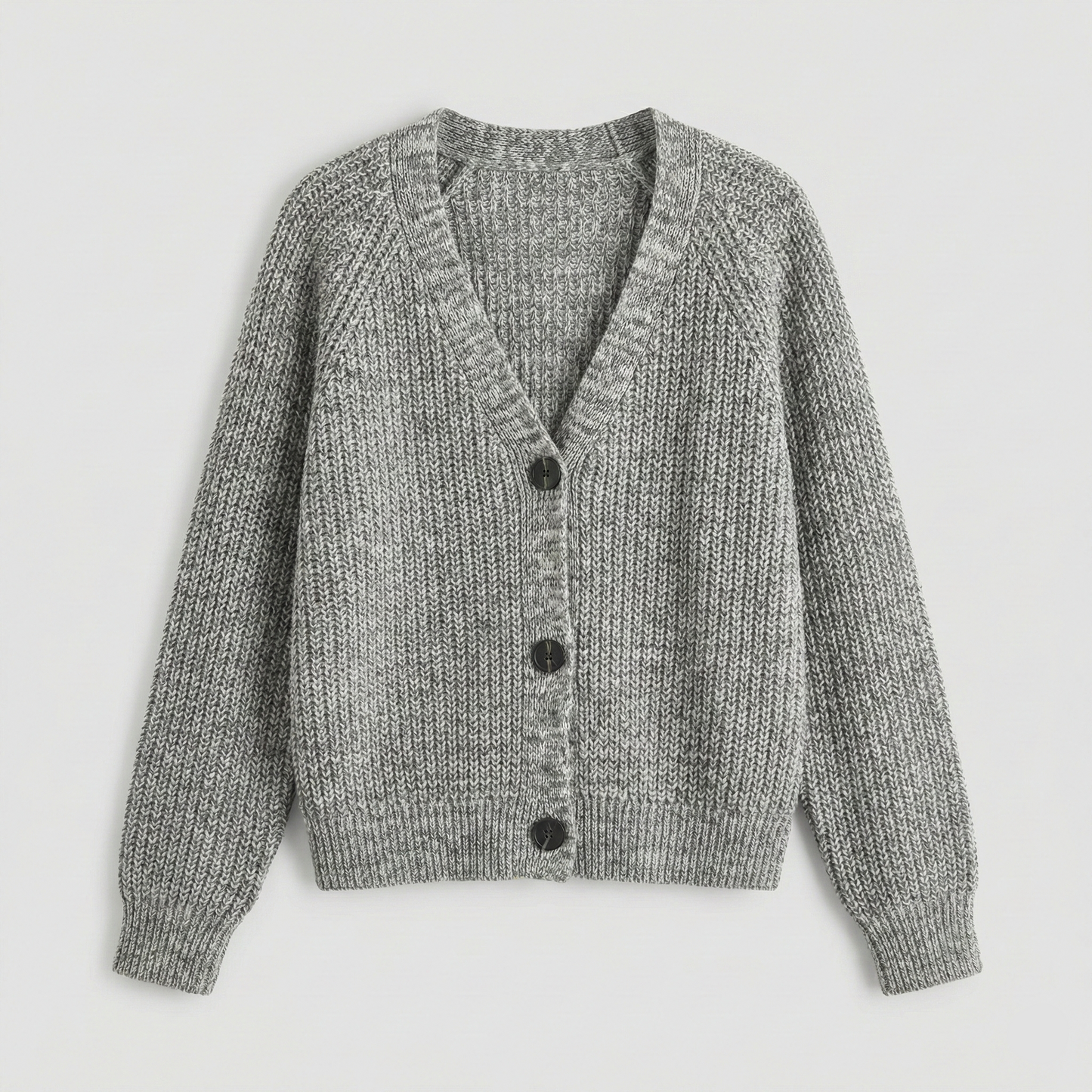 Marl chunky knit cardigan with V-neck and button details