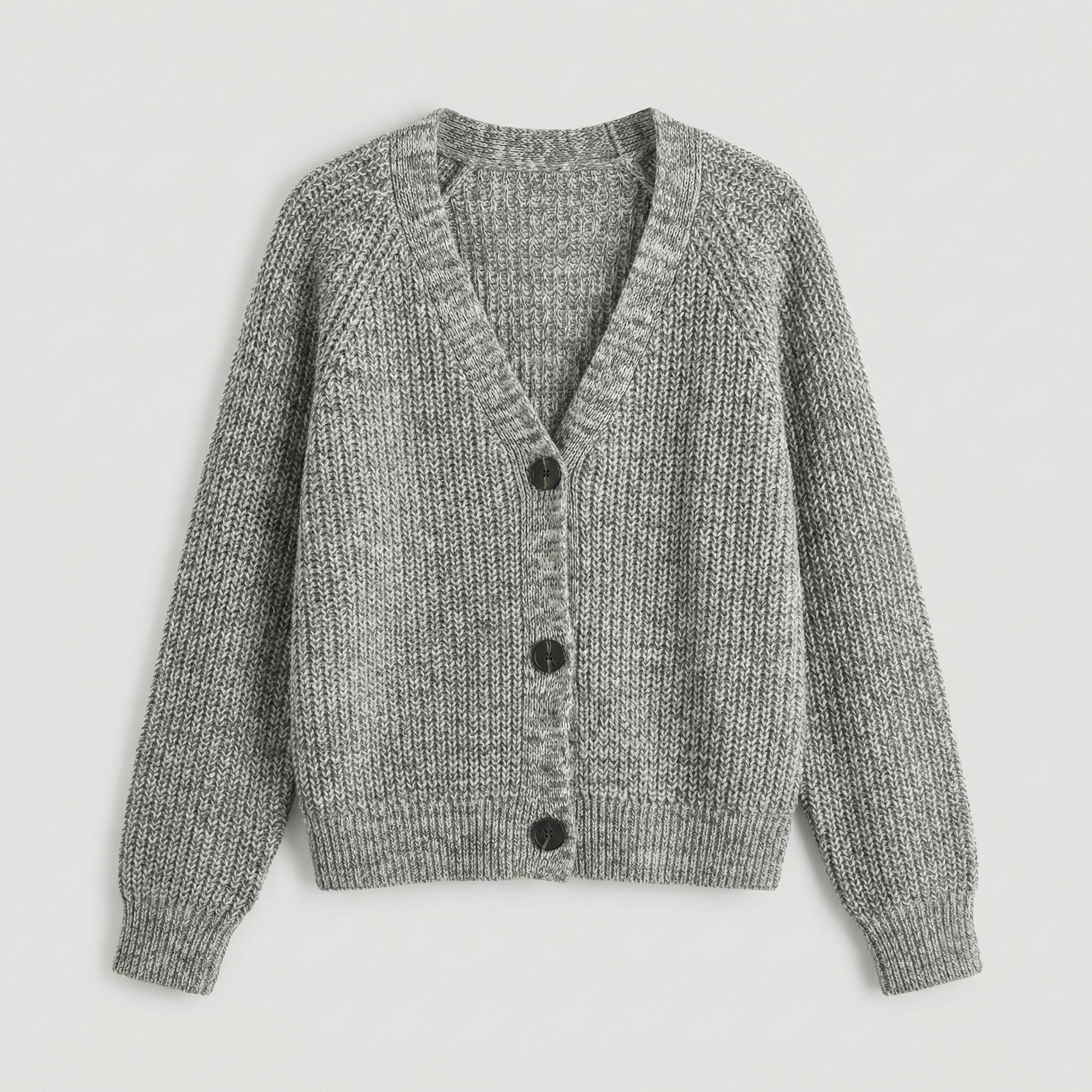 Marl chunky knit cardigan with V-neck and button details