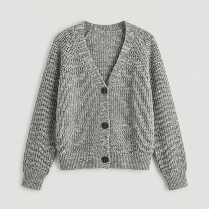 Marl chunky knit cardigan with V-neck and button details