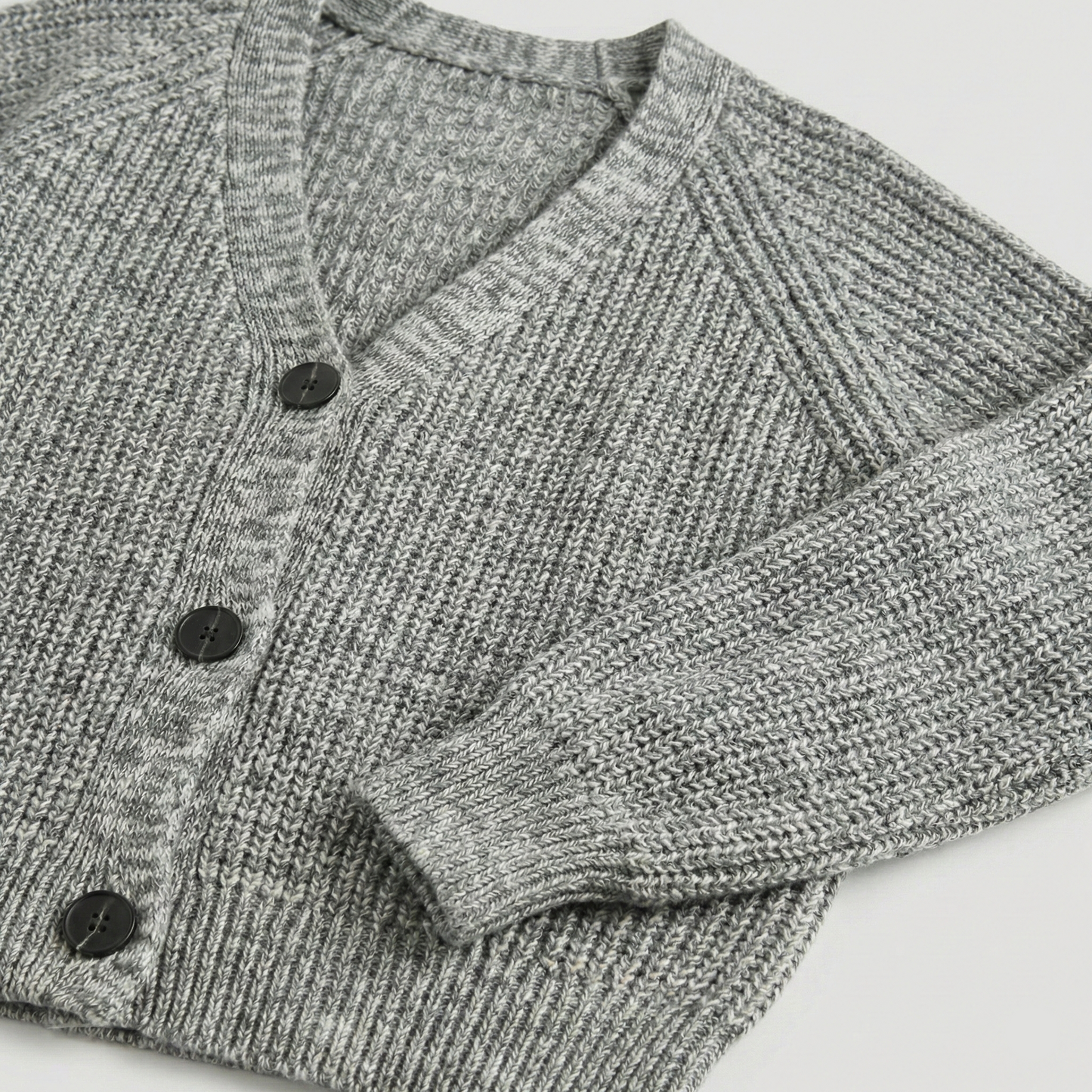 Marl chunky knit cardigan with V-neck and button details