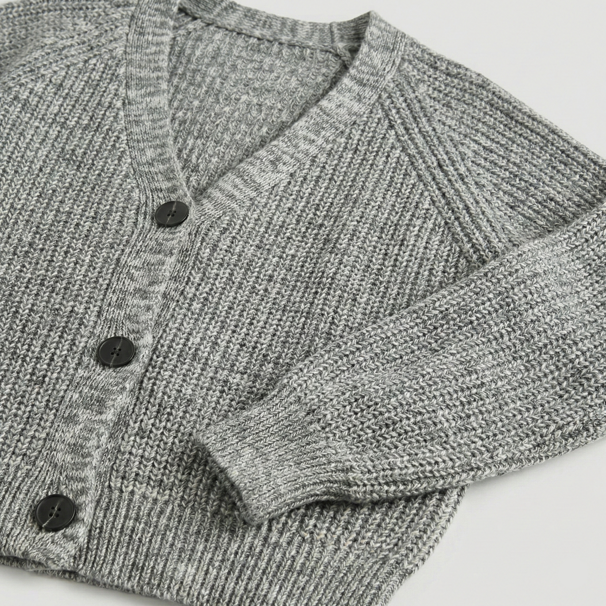 Marl chunky knit cardigan with V-neck and button details