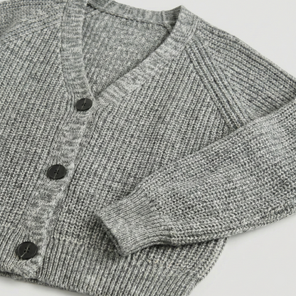 Marl chunky knit cardigan with V-neck and button details