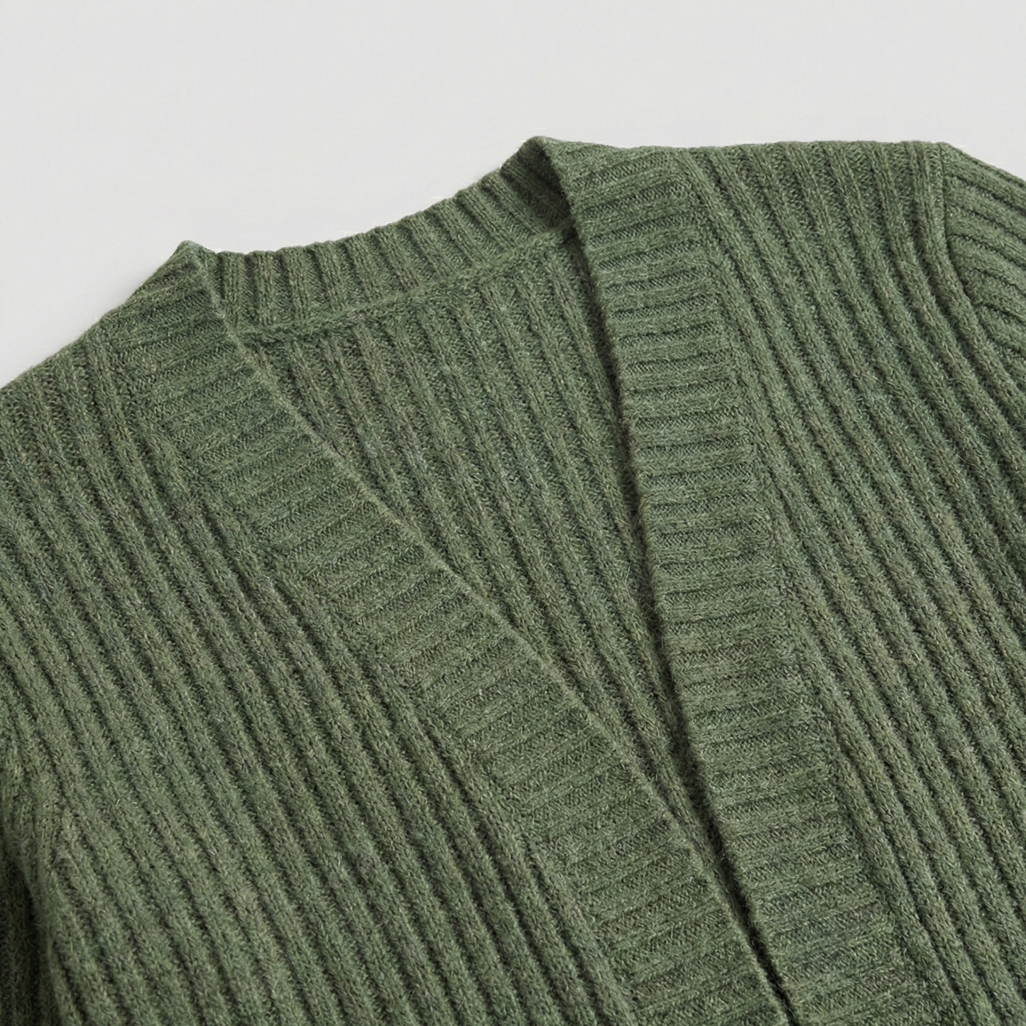 Ribbed knit cardigan with open front and pockets