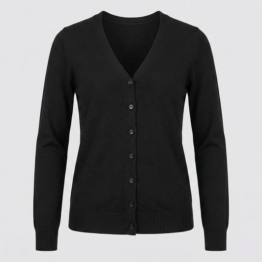 Fine-knit cardigan with V-neck and button-down front