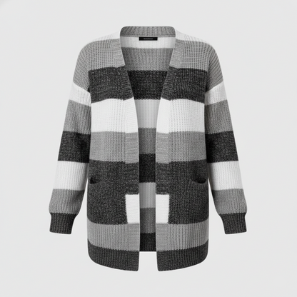 Striped cardigan with open front