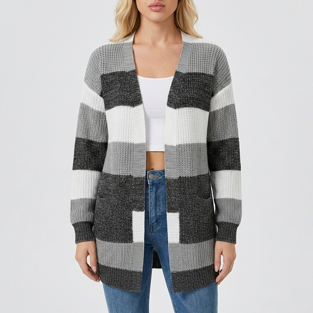 Striped cardigan with open front