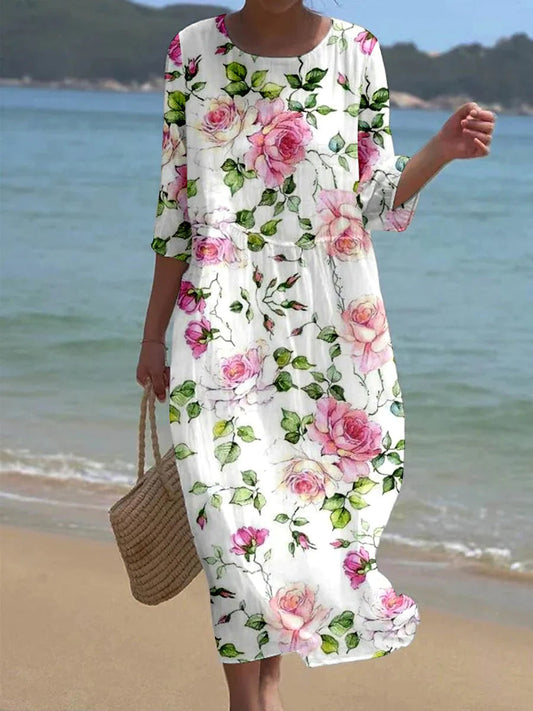 Floral Maxi Dress for Casual Wear | Relaxed Fit Long Dress | Lightweight Feel